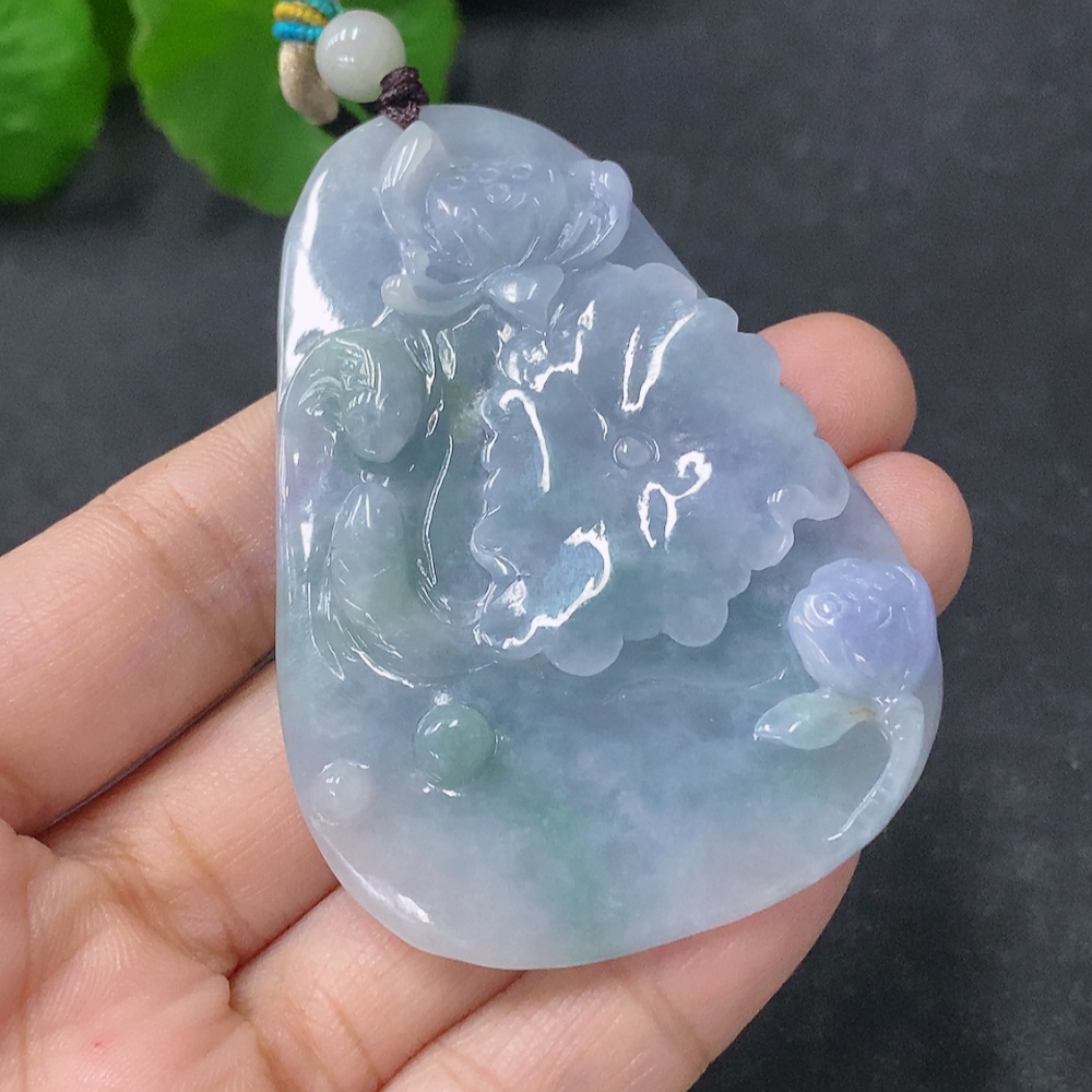 F33912720 Jadeite Pendant Abundance Year After Year Total Weight Approx. 36g Including Rope Beads Non-Grade A