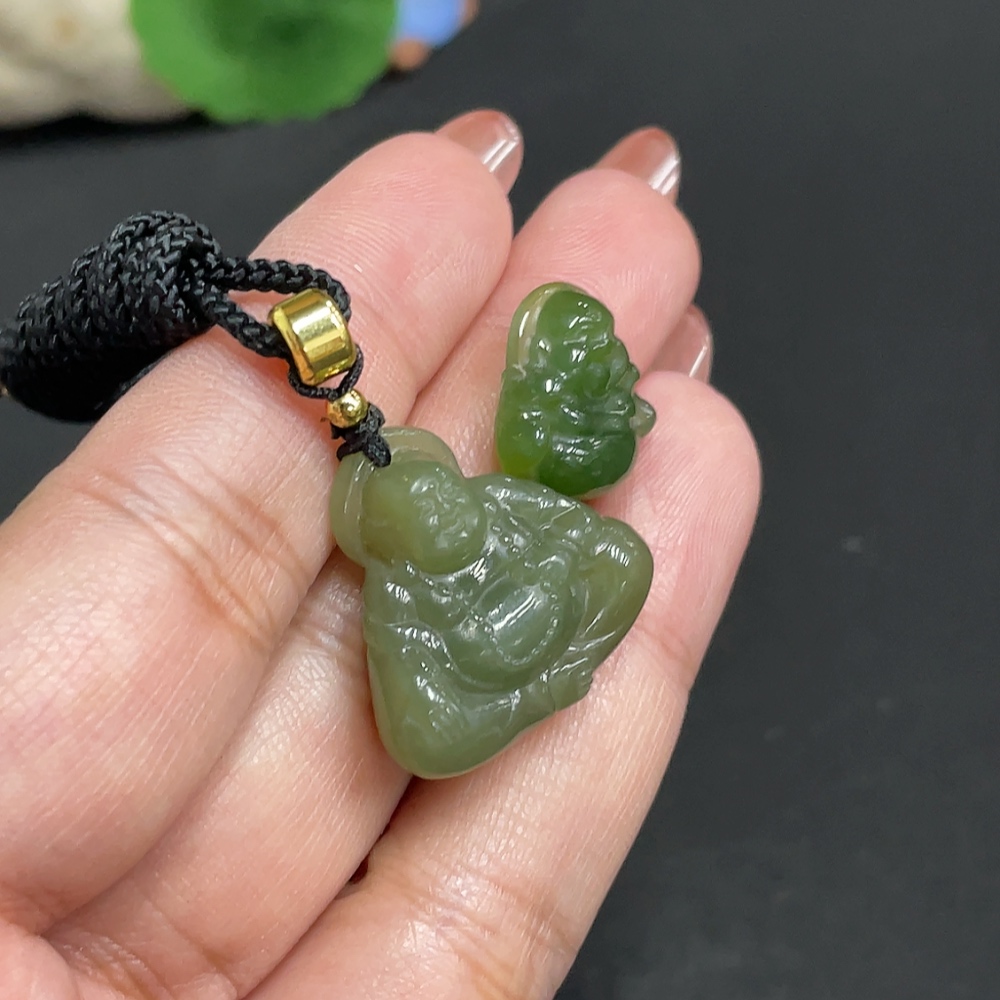 H34004003 Hetian Jade Pendant Buddha Total Weight [including rope] 11g