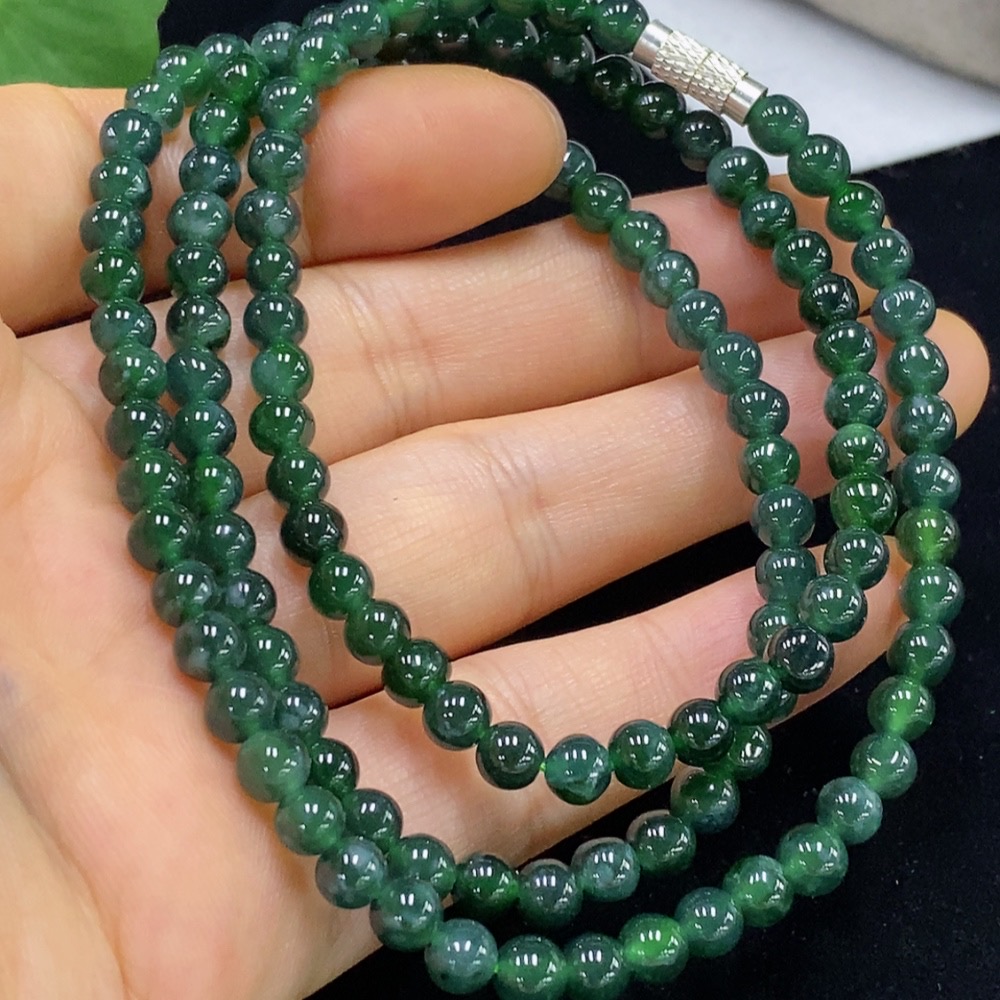 F35094630 Jadeite Bead Necklace approx. 4.8mm Non-Gold Total Weight approx. 27.79g
