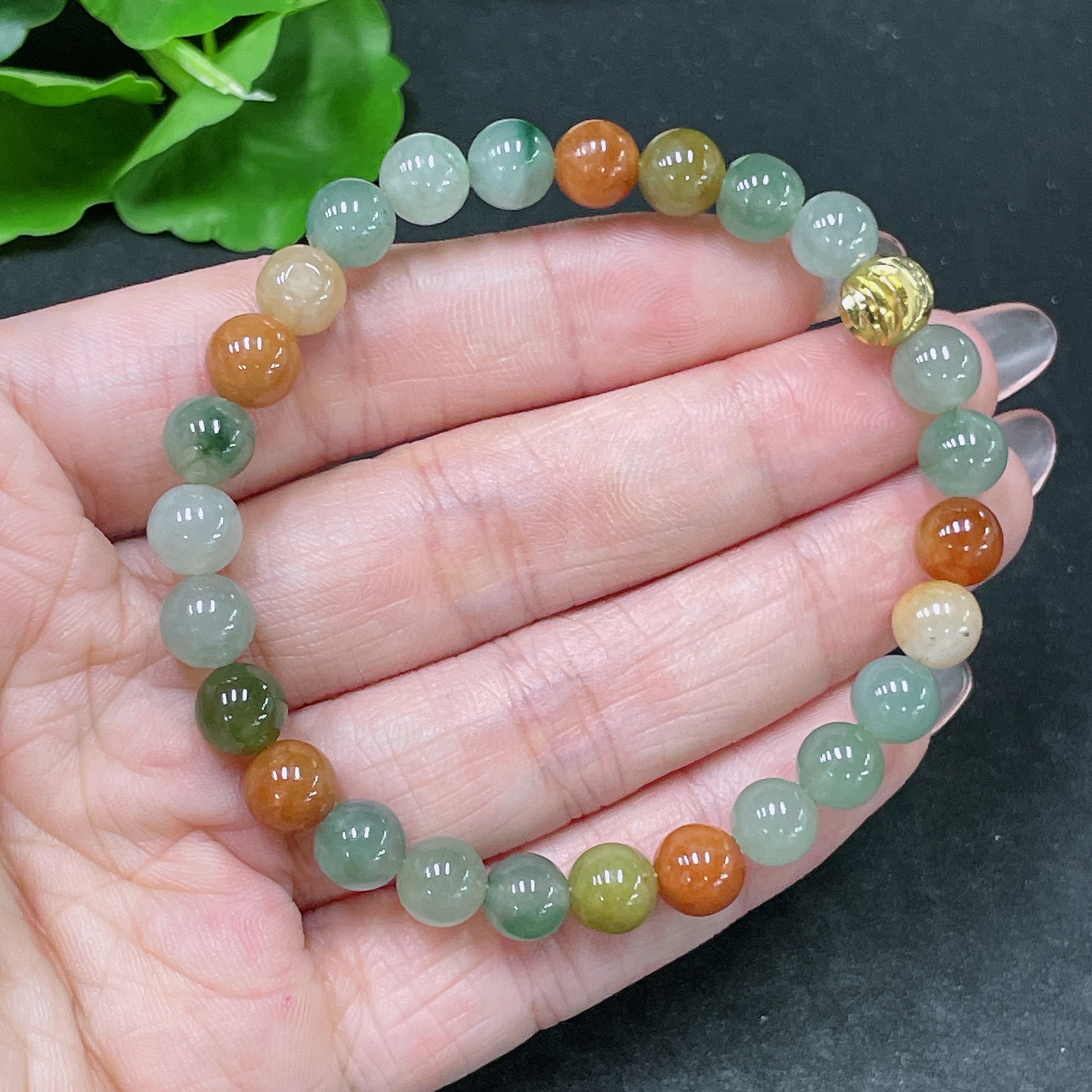 F34020618 Jadeite Bracelet Non-Gold Yellow Red Color Origin Undetermined Total Weight Approx.18g Size Approx.7.1mm