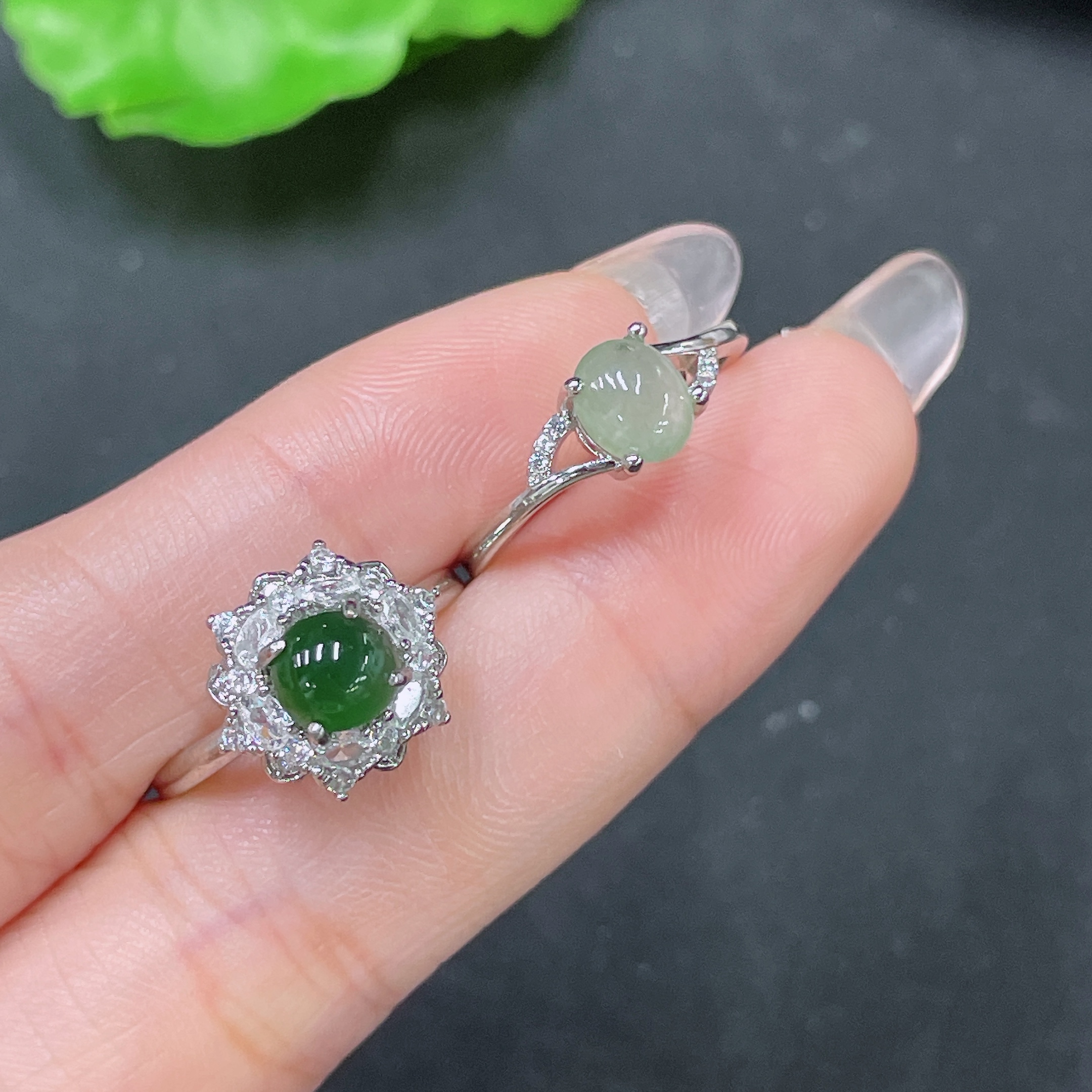 F34065218 Jadeite Inlaid Ring Non-Gold Adjustable Sell as a Lot