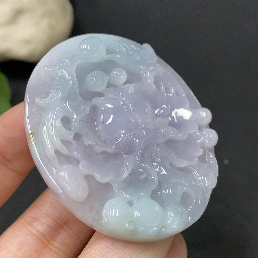 F28277298 Jadeite Pendant Total Weight Approx. 36.34g Blooming Prosperity