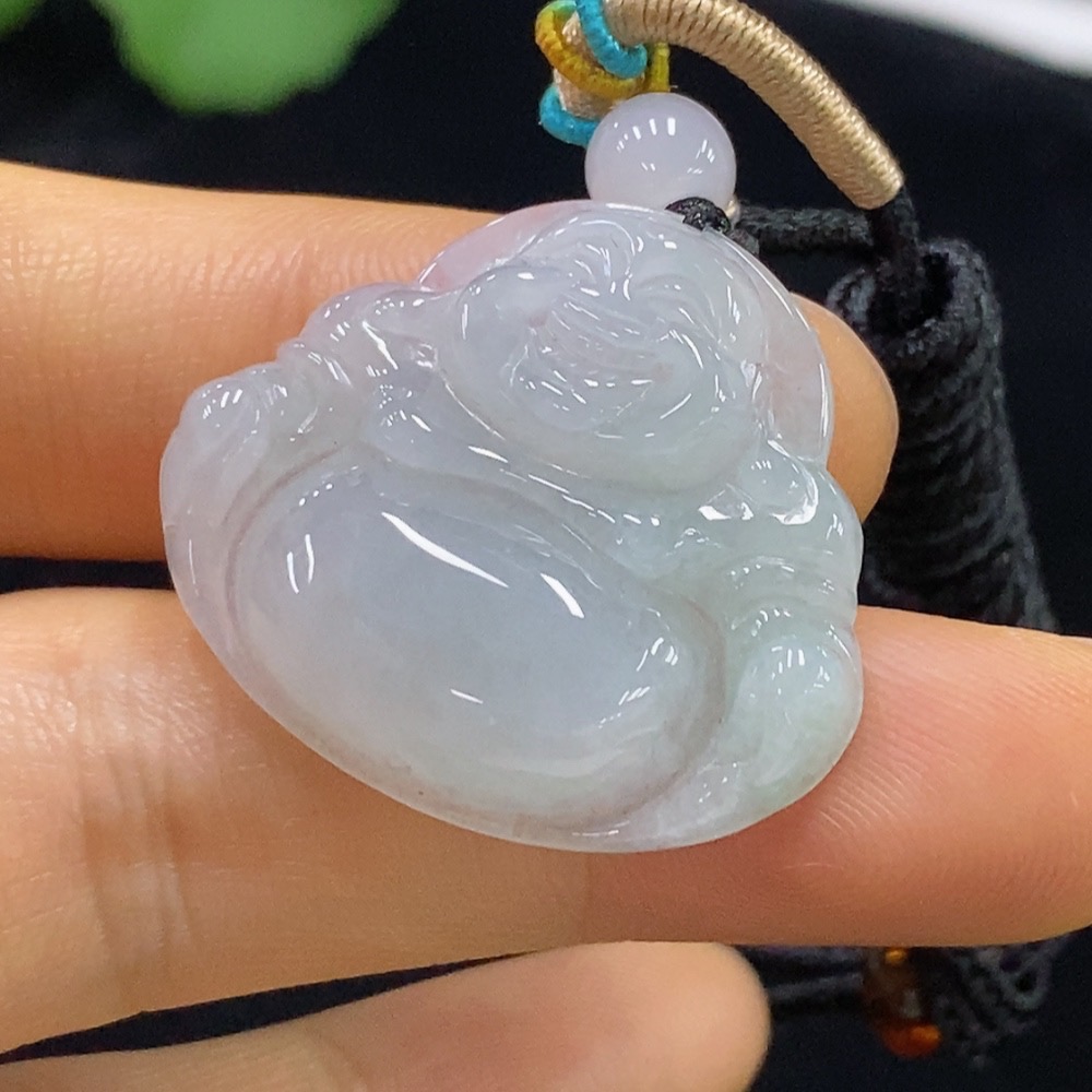 F34025205 Jadeite Buddha Pendant Total Weight Approx. 8.25g (Including Rope Weight) With Non-Grade A Beads