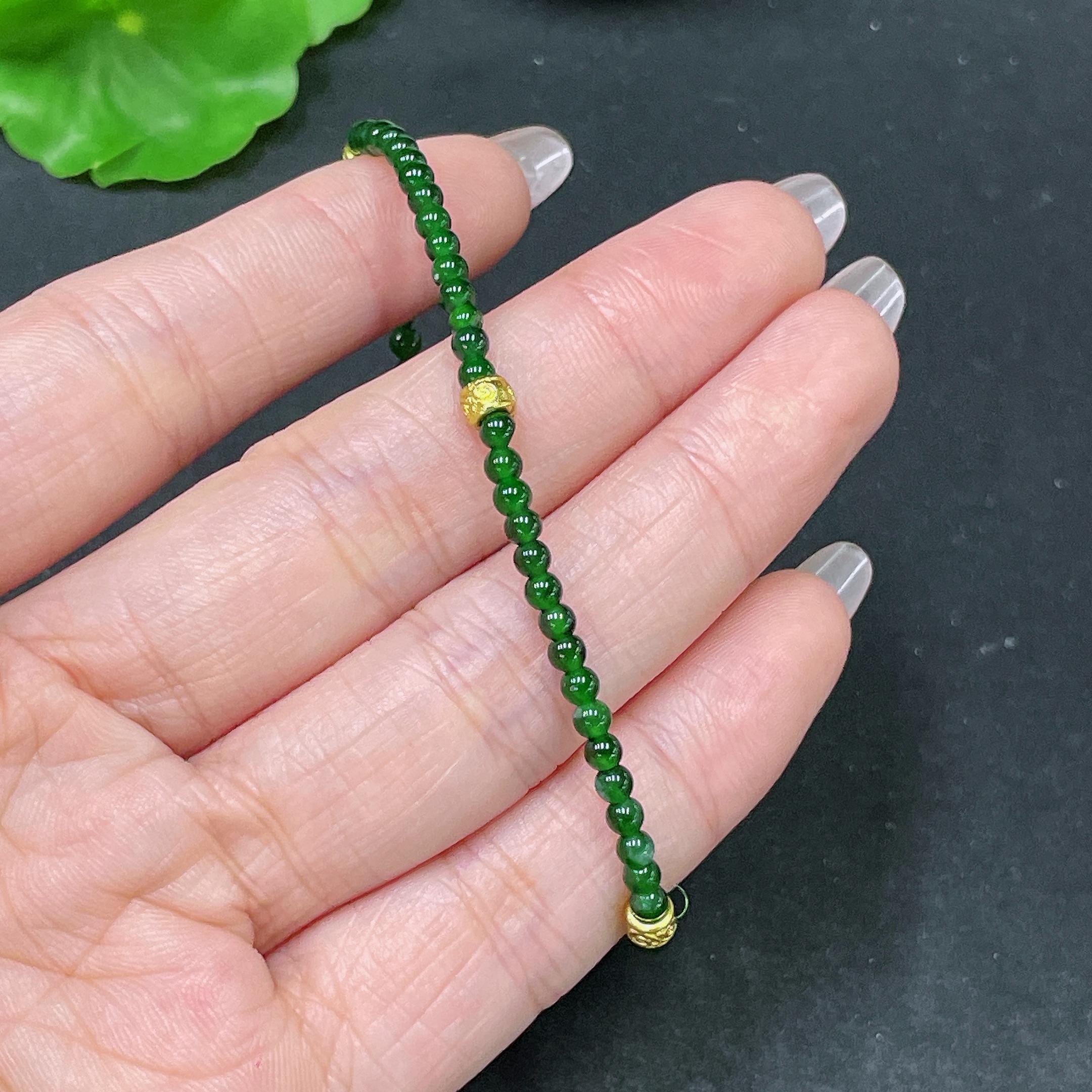 F35105611 Jadeite Bracelet Non-Gold Total Weight Approx. 3.38g Size About 3mm