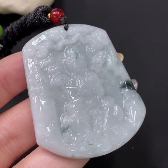 F29436219 Jadeite Pendant Guanyin with Non-A Grade Beads Total Weight Approx. 32.5g