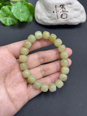 H0737668 Hetian Jade Bead Necklace, Some Beads with Cracks, 10mm, Total Weight 33.6g