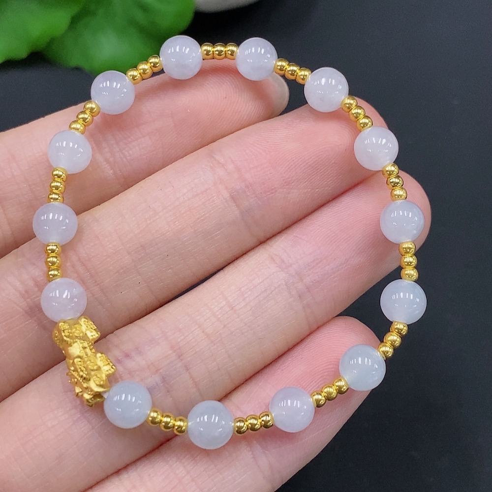 F28242302 Jadeite Bracelet Approx. 5.7mm Total Weight Approx. 4.7g Gold Content 99%
