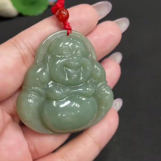 H34956543 Hetian Jade Pendant - Buddha Figure, Total Weight (including rope) Approx. 41.8g