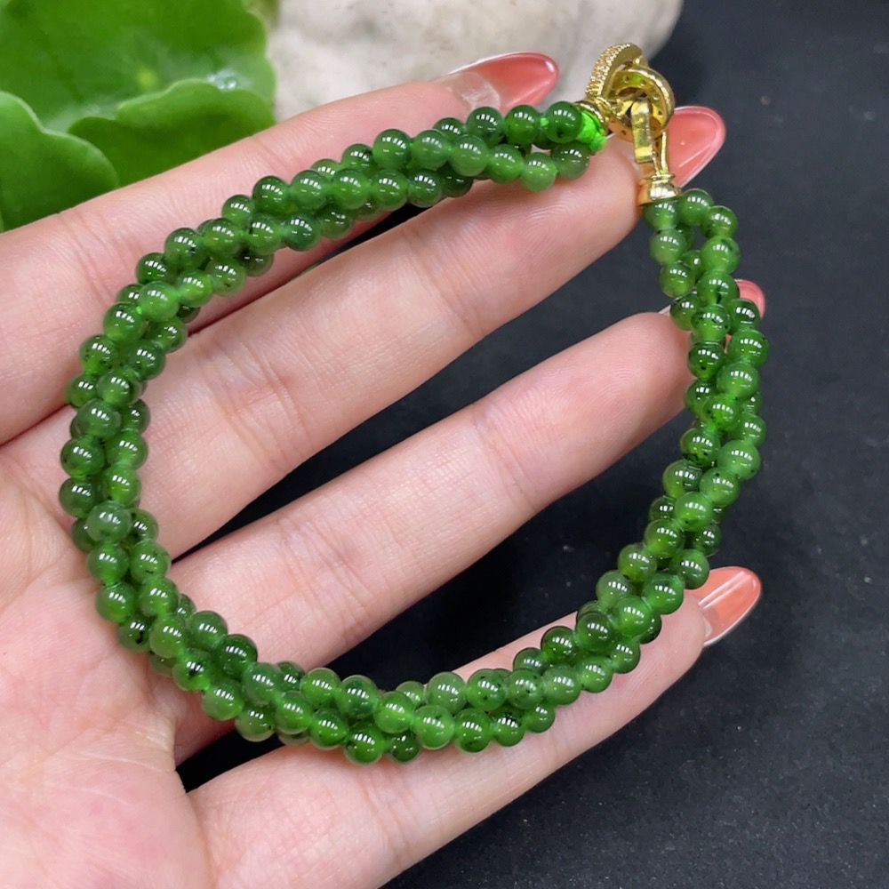 H35084204 Hetian Jade Bracelet Approx. 3.8mm Non-Gold Total Weight Approx. 15.5g