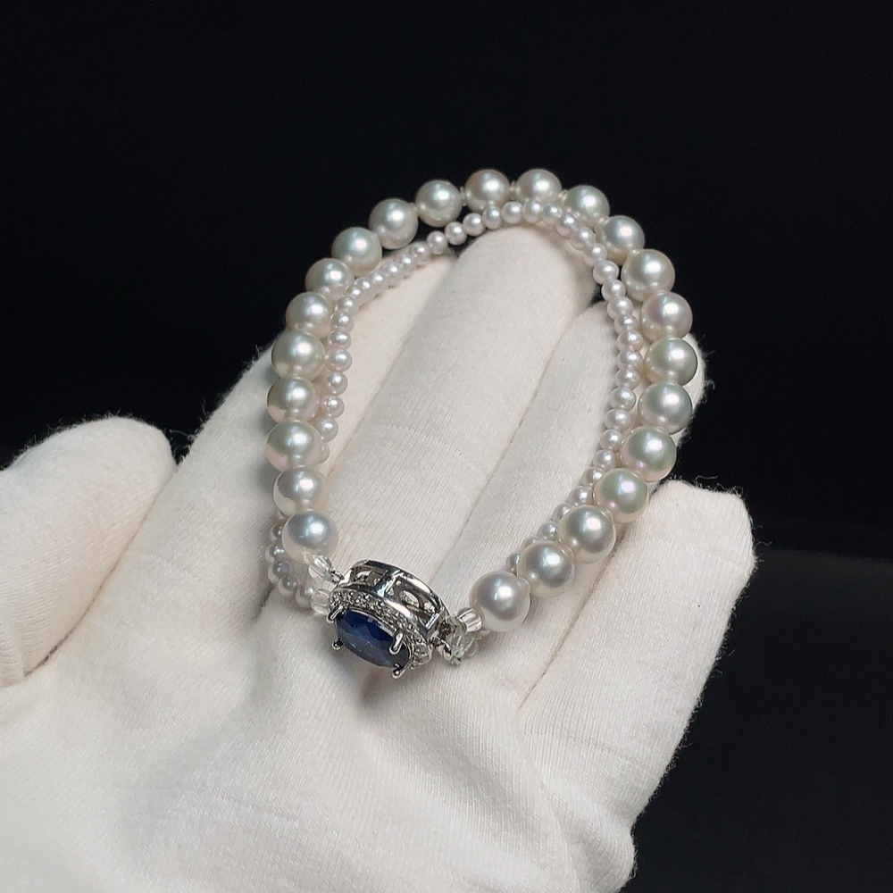 C30469869 Seawater Pearl Bracelet, Color Origin Undetermined, With Pearls, Stones Likely Non-Natural, Non-Gold, Total Weight Approx. 14.67g, Size 2.9-6.3mm