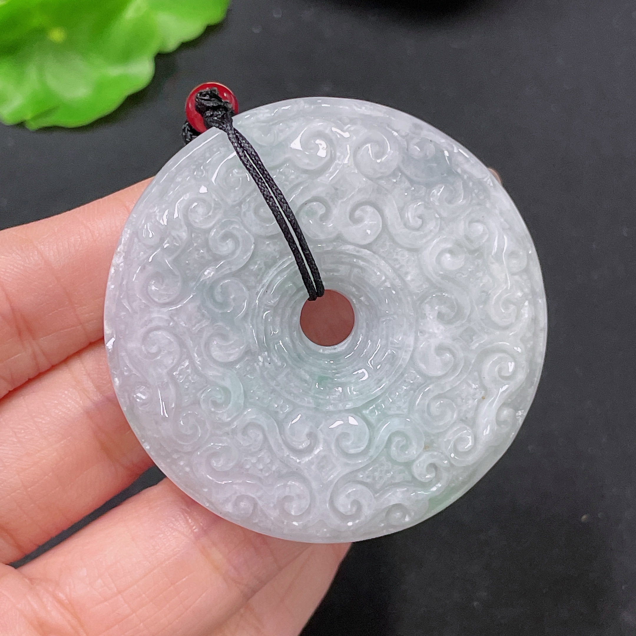 F35105377 Jadeite Pendant Peace Knot with Non-A Beads and Cord Total Weight Approx. 54.85g