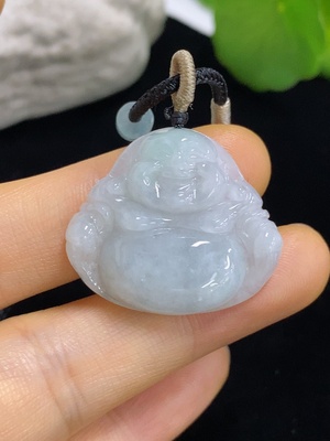 F46572733 翡翠佛公挂件 非金 货品总重约10克（含绳重）