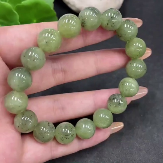 H32822814 Hetian Jade Bracelet, Approx. 11.7mm Beads, Total Weight About 44.7g