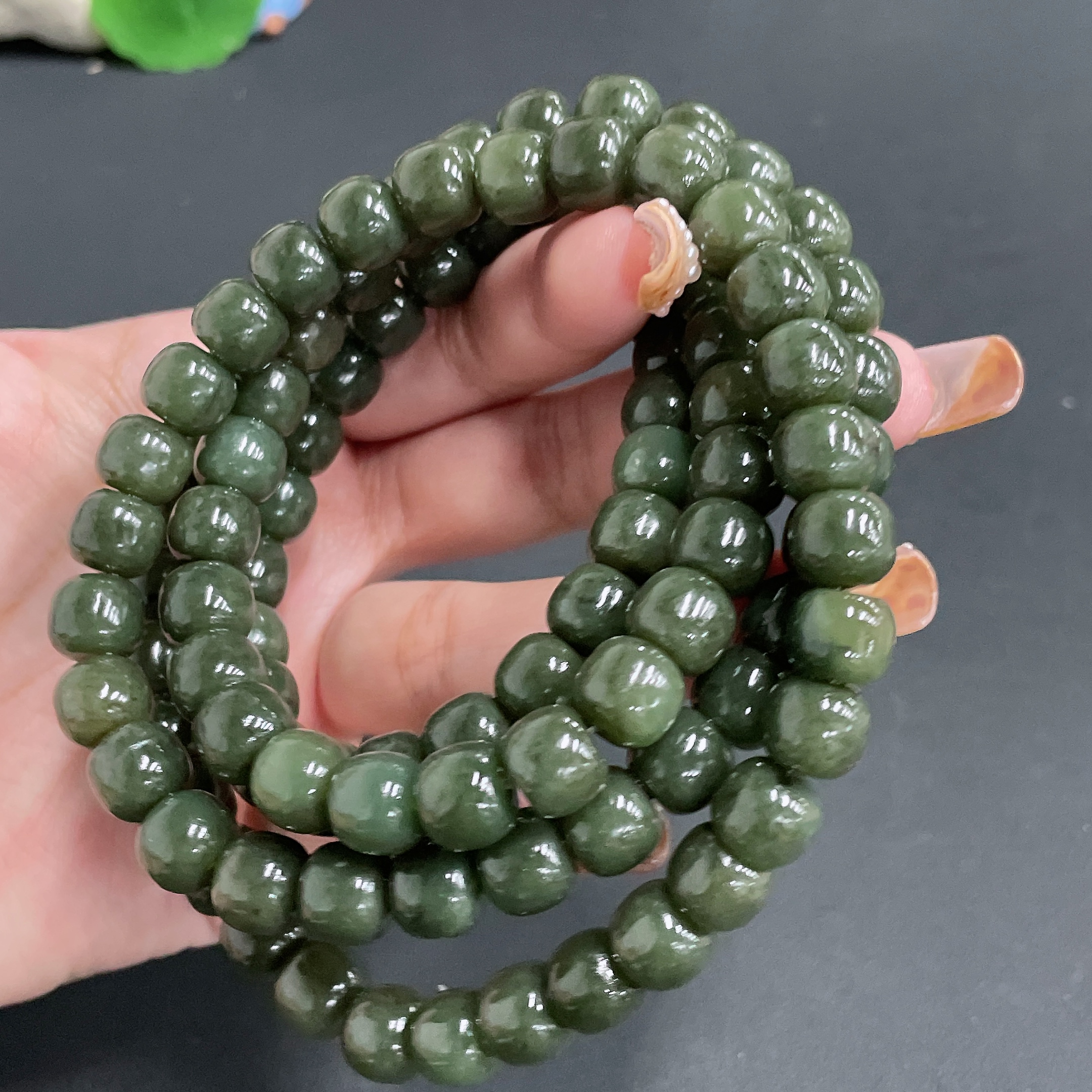 H21381183 Hetian Jade Chain Beads 10mm Approx. Total Weight 170g