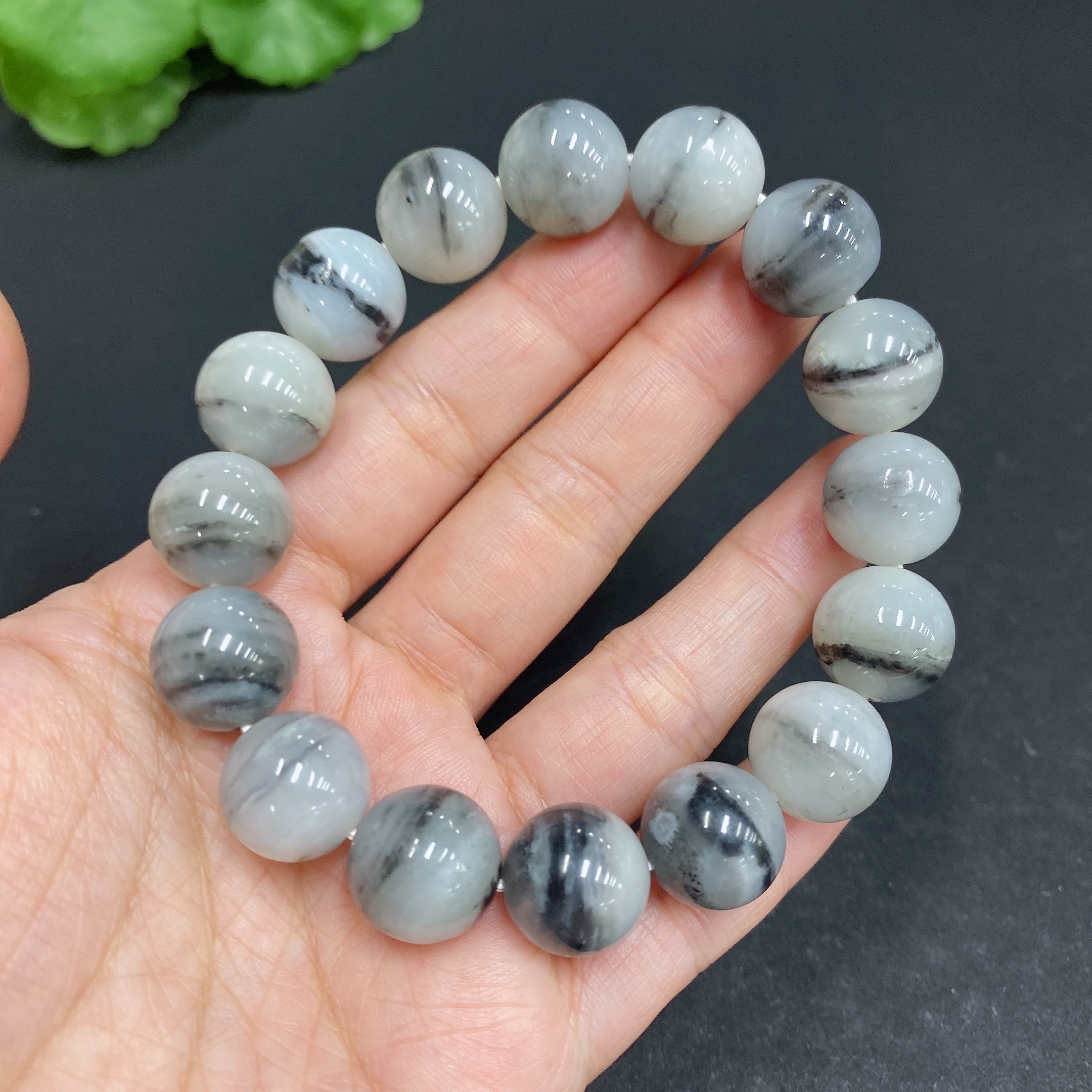 H33902822 Hetian Jade Bracelet, Approx. 13mm, Total Weight About 56.9g, Contains Other Mineral Components