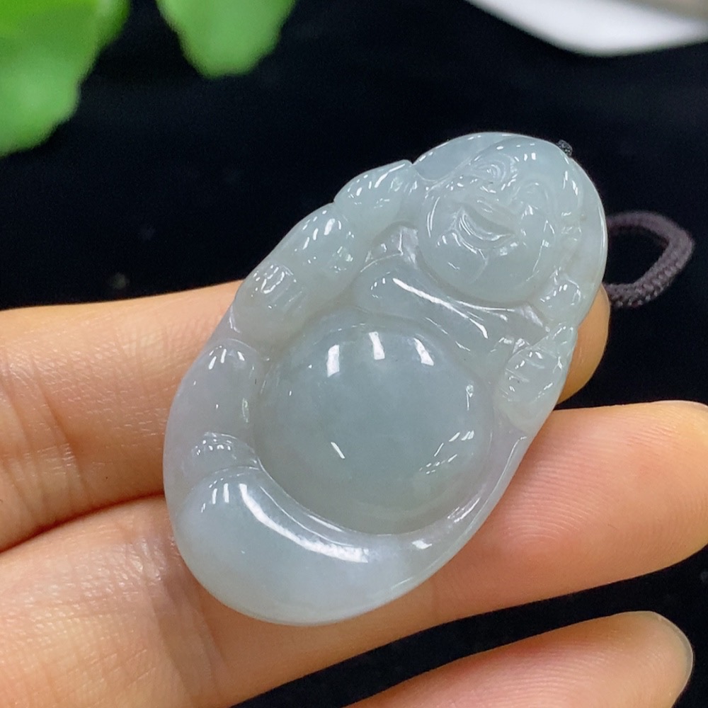 F35136131 Jadeite Buddha Pendant Total Weight Approx. 11.68g (Including Rope Weight)