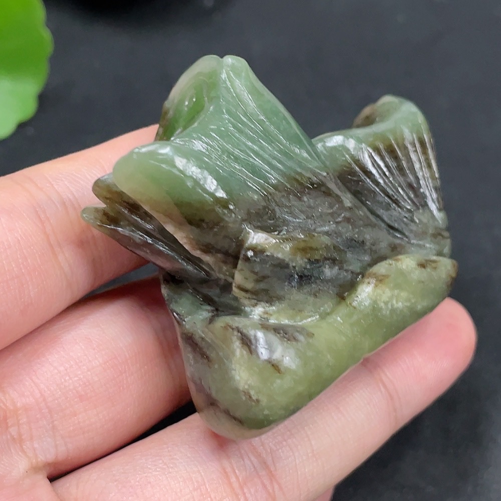 H30562392 Hetian Jade Ornament Lotus Pod Undetermined Skin Color Formation Total Weight Approx. 76.4g