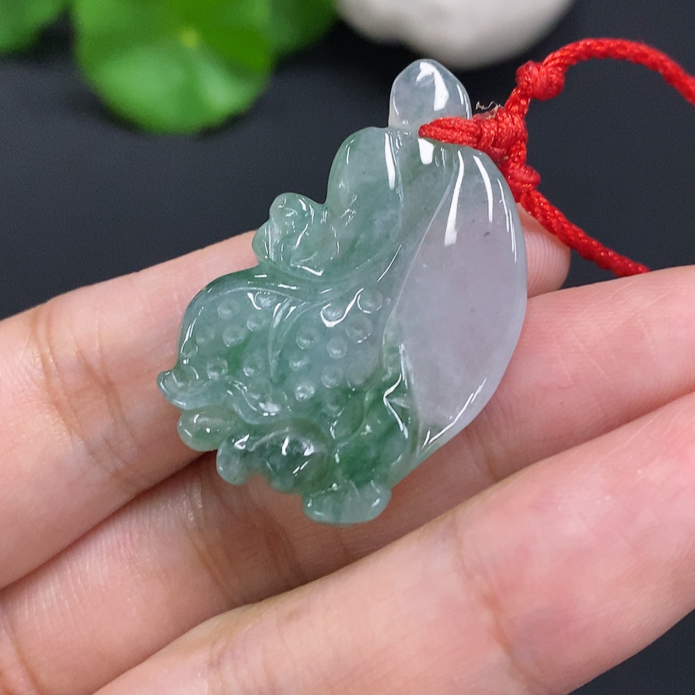 F30496458 Jadeite Cabbage Pendant (Total weight with string: approx. 8.6g)