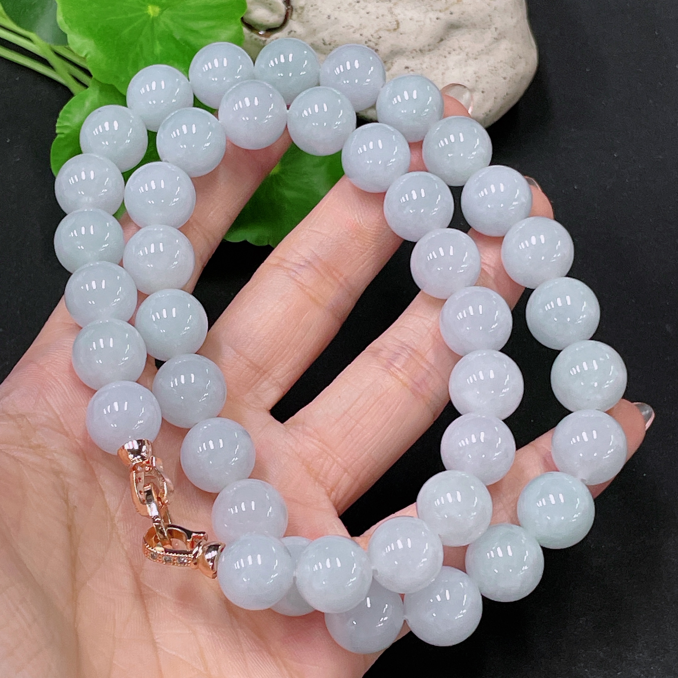 F34958297 Jadeite Bead Necklace Approx. 12.3mm Non-Gold Total Weight Approx. 135.9g