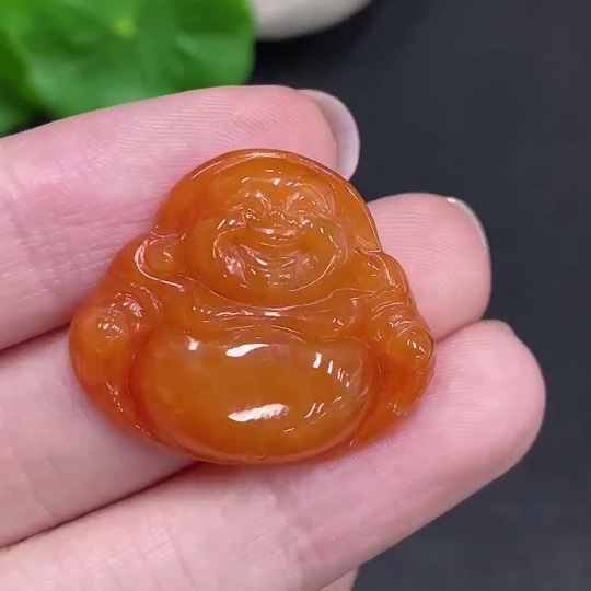 F34002094 Jadeite Buddha Pendant, Total Weight Approx. 5.3g, Yellow Color Origin Undetermined