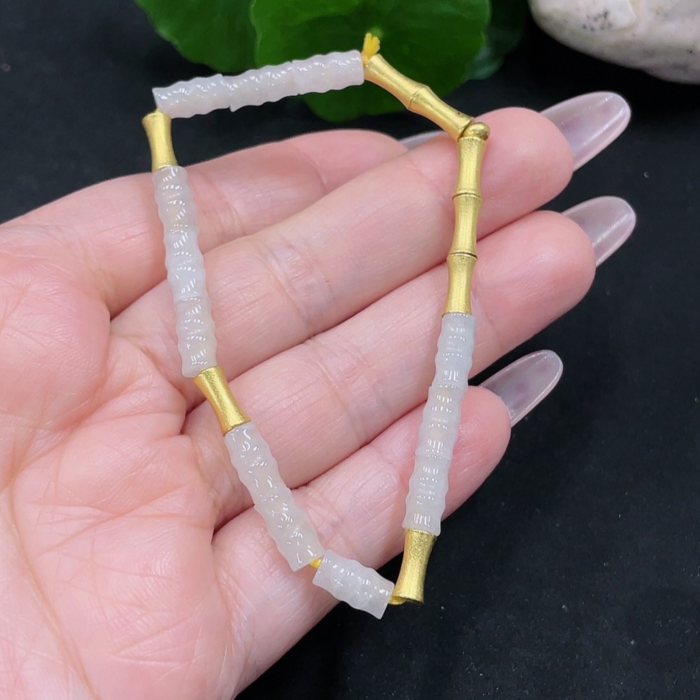 F34069003 Jadeite Bead Bracelet Approx. 4.7mm Total Weight Approx. 8.6g (Non-gold Inlaid)