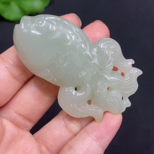 H30545965 Hetian Jade Pendant Fish Total Weight Approx. 33.8g