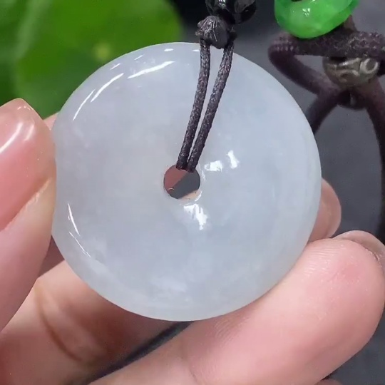 F34042353 Jadeite Pendant Peace Knot Total Weight Including Rope 14.45g With Non-Grade A Beads