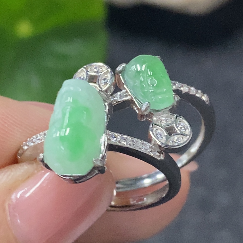 F34998256 Jadeite Inlaid Ring Sell as a Lot Non-Gold