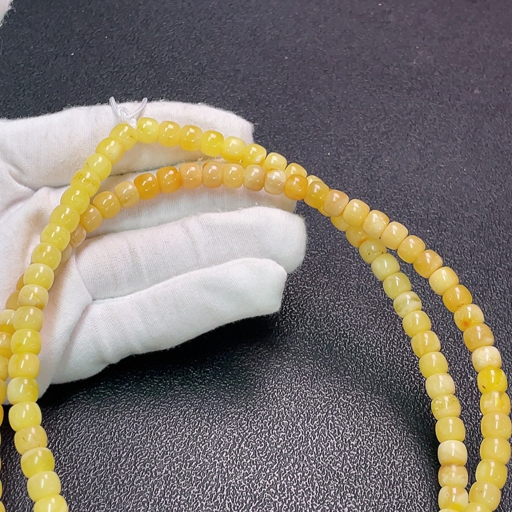 C32816658 Amber Beeswax Bead Strand, Total Weight Approx. 28.52g, Size Approx. 7.1mm