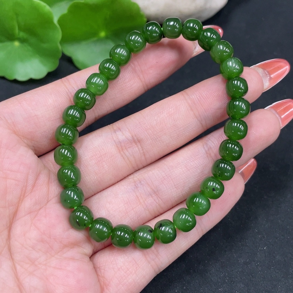 H34062945 Hetian Jade Jasper Bracelet, approximately 6.7mm, total weight about 15g