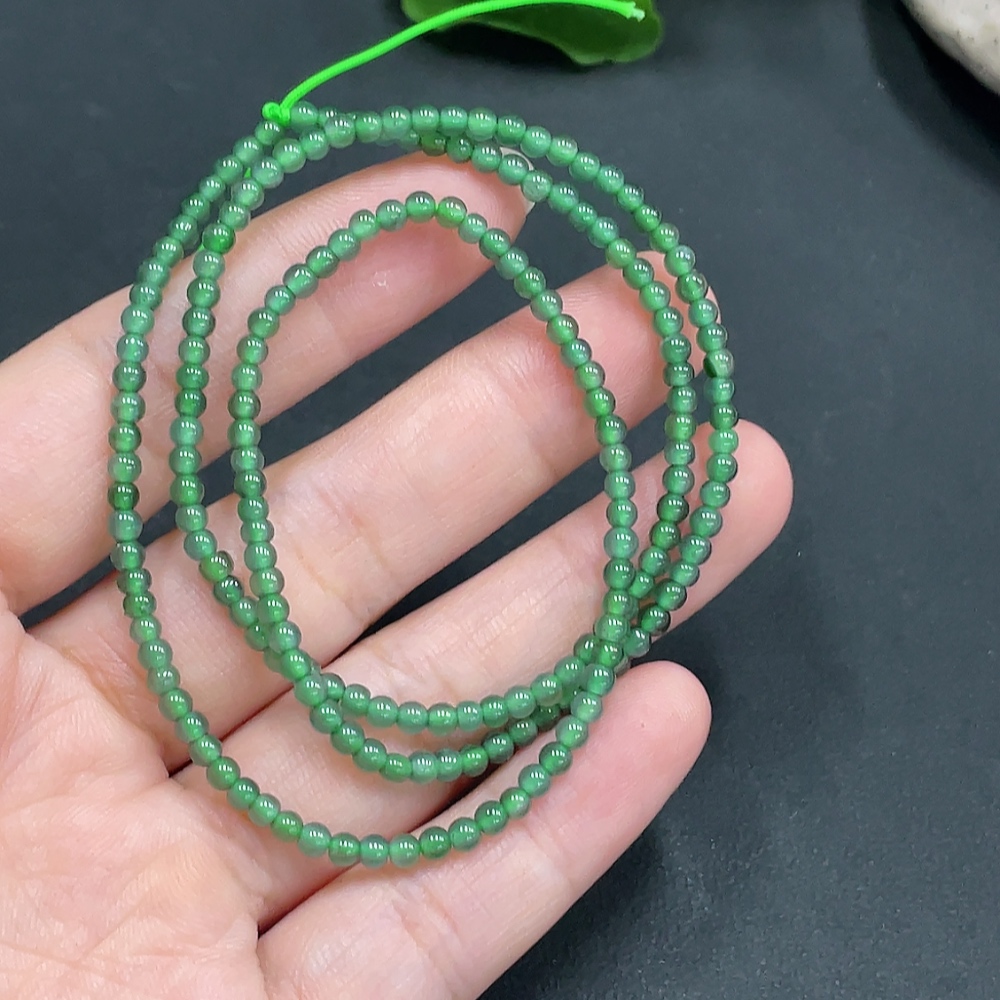 F21426154 Jadeite Beaded Necklace Approx. 3mm Total Weight 7.07g