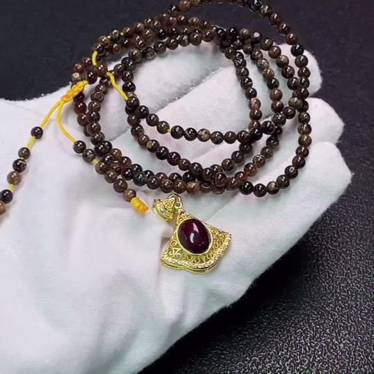 C34038743 Amber & Beeswax Pendant + Bead Strand, Non-Gold, Total Weight Approx. 7.51g, Sell as a Lot