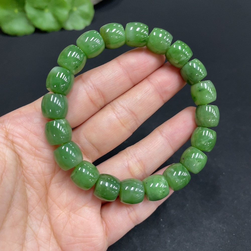 H34073612 Hetian Jade Bracelet Approx. 9.8mm Total Weight Approx. 36.4g