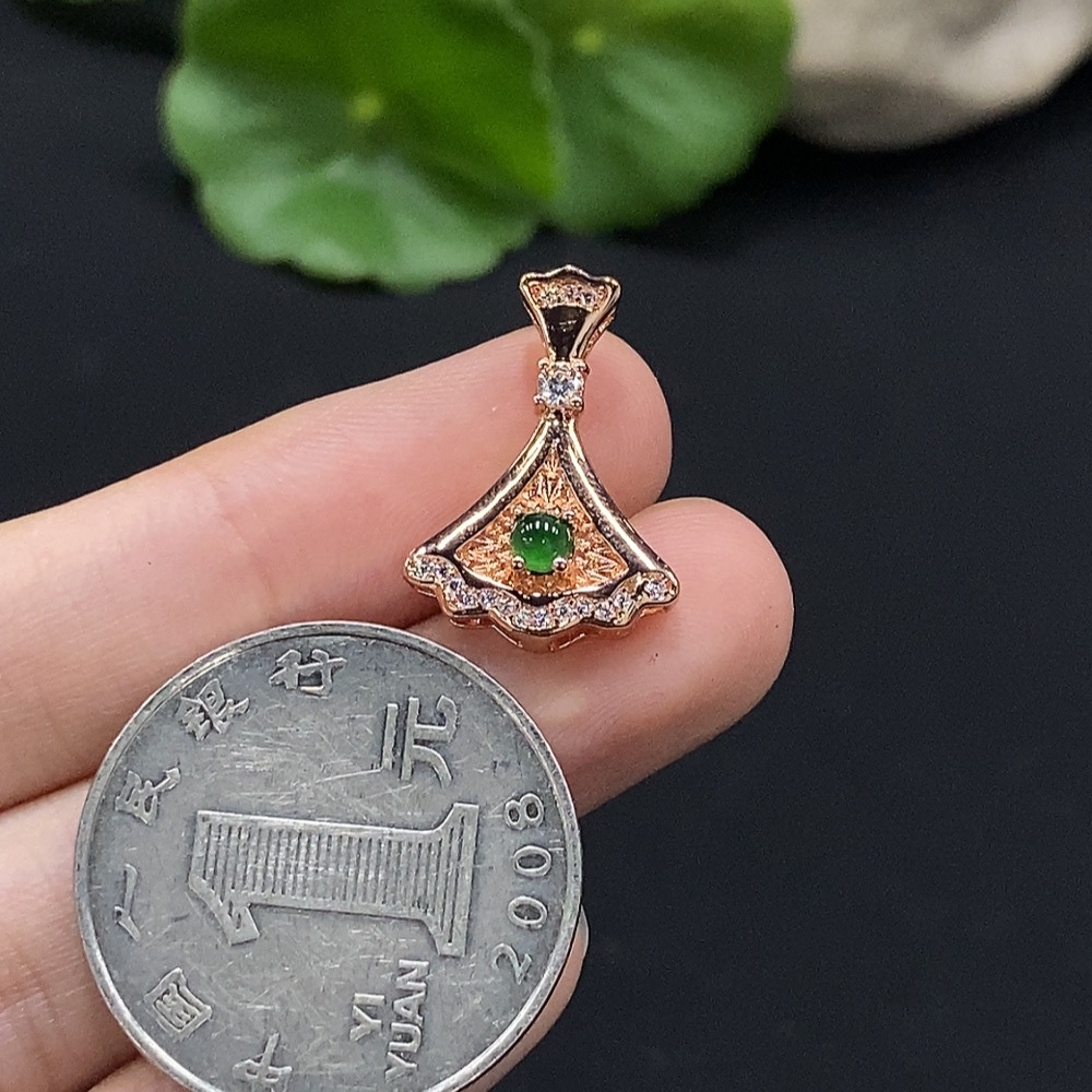 F35091646 Jadeite inlaid pendant Total weight approx. 1.3g (Non-gold inlaid)