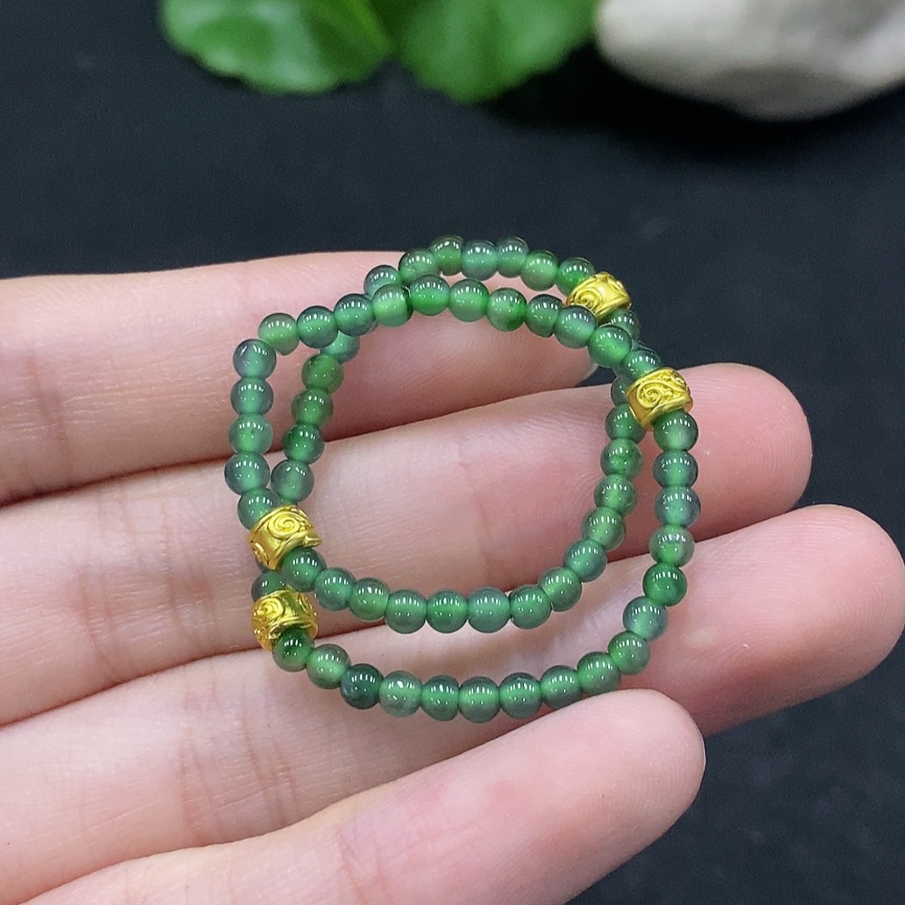 F34057464 Jadeite Bracelet 3mm approx. Non-gold Inlaid Total Weight about 3.43g