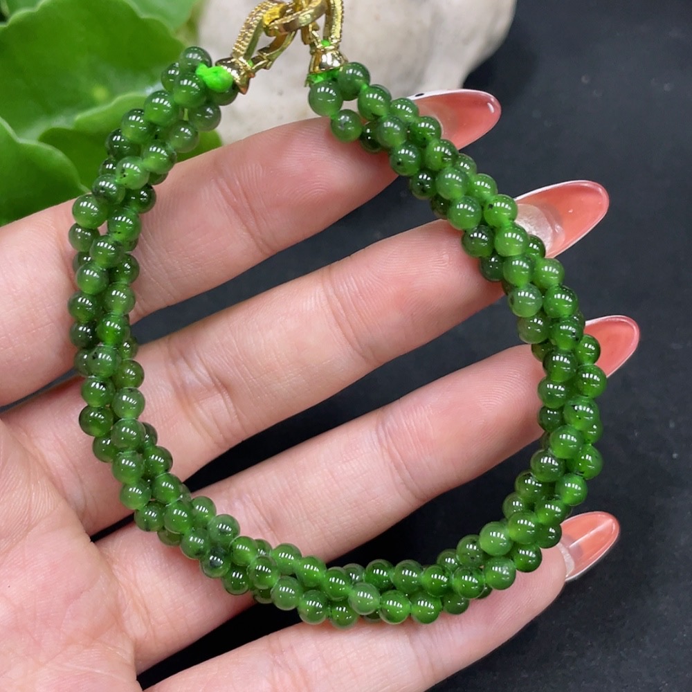 H35084204 Hetian Jade Bracelet Approx. 3.8mm Non-Gold Total Weight Approx. 15.5g