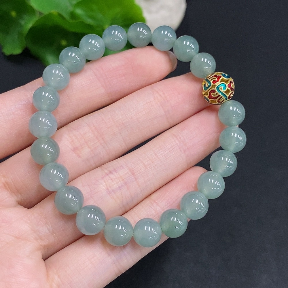 F35123958 Jadeite Bracelet Non-Gold Inlaid Total Weight Approx. 21.1g Size About 7.8mm