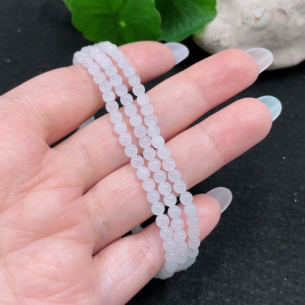 F33873891 Jadeite Bead Necklace Approx. 3.6mm Total Weight Approx. 15.89g Non-Gold Inlaid