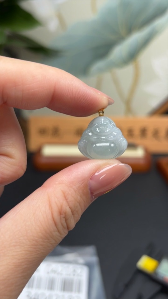 F34042182 Jadeite Pendant Buddha, No Mark, Surface Gold Content Au75%, Total Weight Approx. 2.87g
