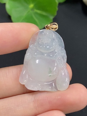 F41936008 翡翠佛公挂件   18k 配镶钻石 货品总重约5.49g
