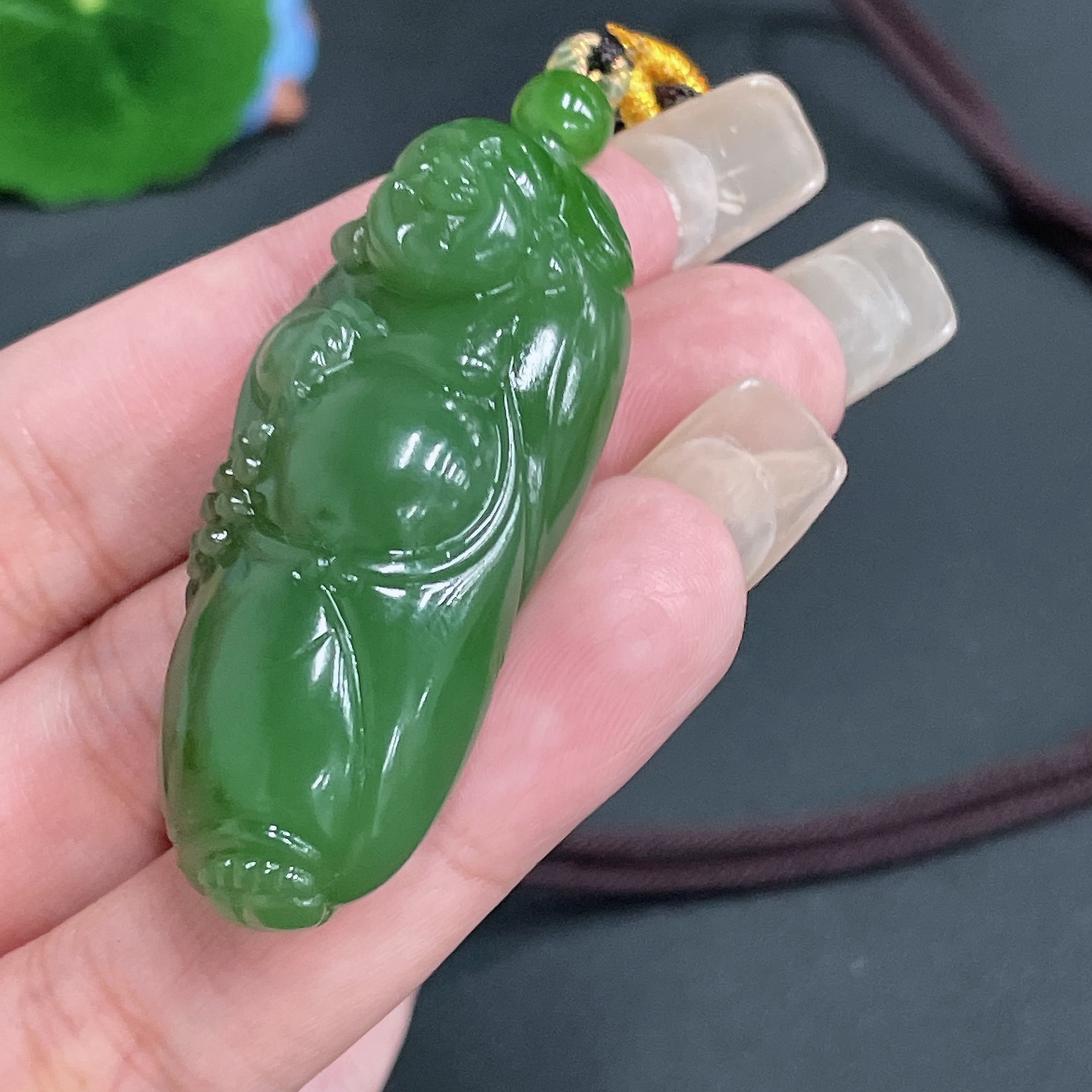 H22550116 Hetian Jade Pendant    Buddha    Total weight (with rope) approx. 29.7g