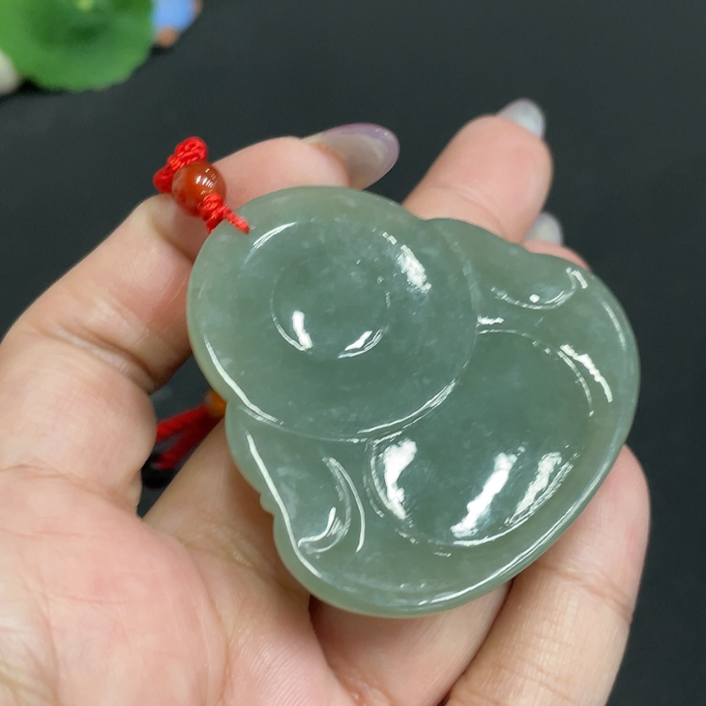 H34956543 Hetian Jade Pendant - Buddha Figure, Total Weight (including rope) Approx. 41.8g