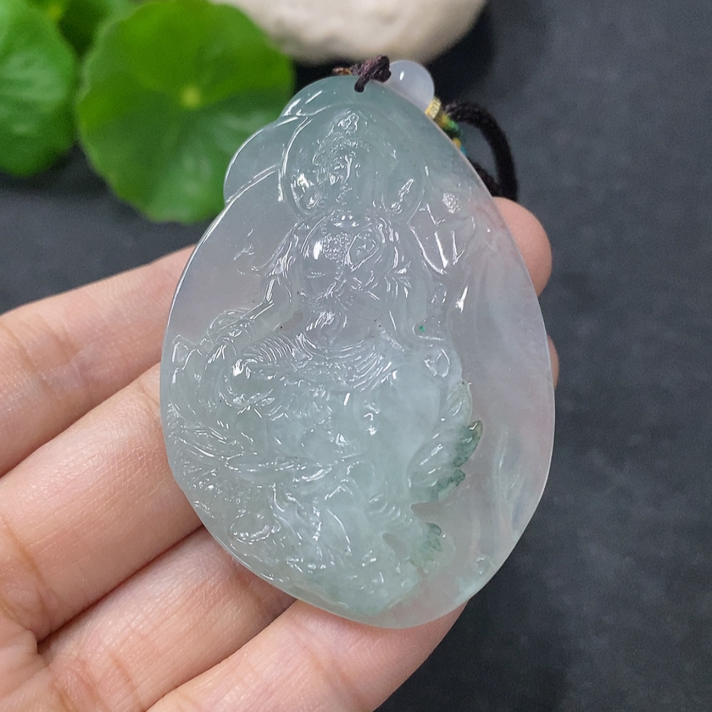 F33913261 Jadeite Pendant Avalokiteshvara Riding a Dragon