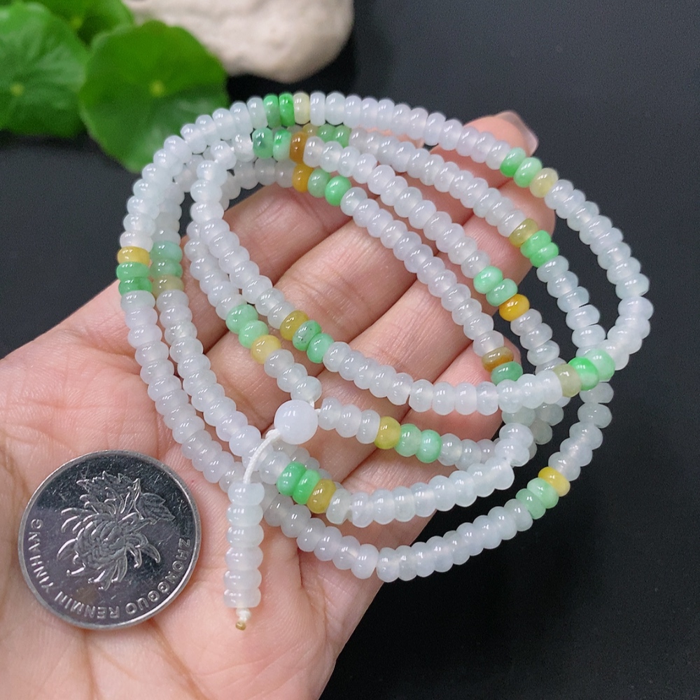 F34076330 Jadeite Bead Necklace Approx. 4.5mm Total Weight Approx. 29.4g