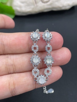 F42952112 翡翠蛋面镶嵌手链 非金镶 货品总重约4.69g