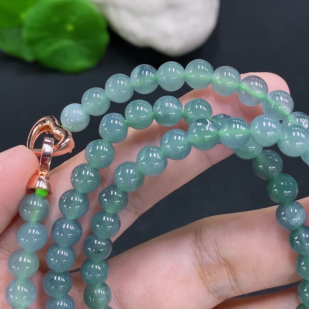 F33884205 Jadeite Bead Necklace Non-Gold Inlaid Total Weight Approximately 41.1g Size About 5.8mm