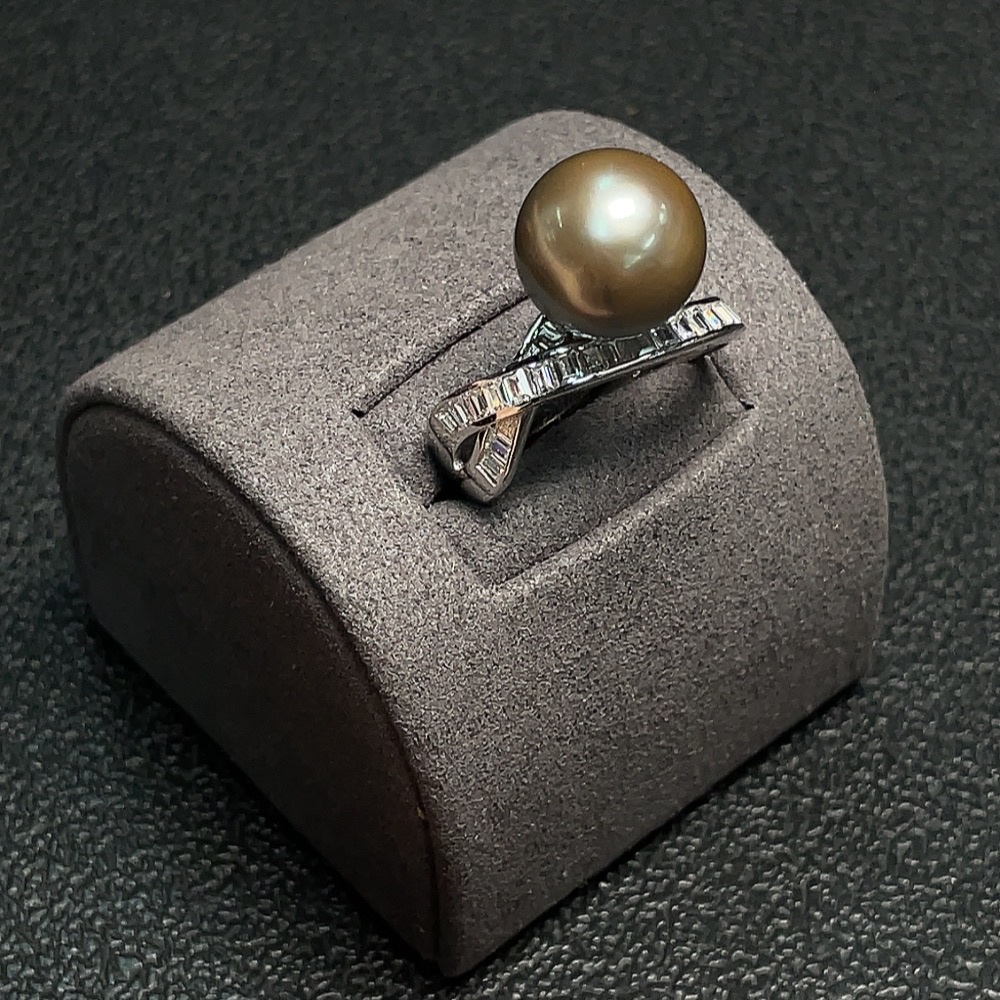 C30469709 Seawater pearl inlaid ring, non-gold setting, adjustable, size approx. 11.4mm, total weight approx. 5.15g, color origin undetermined