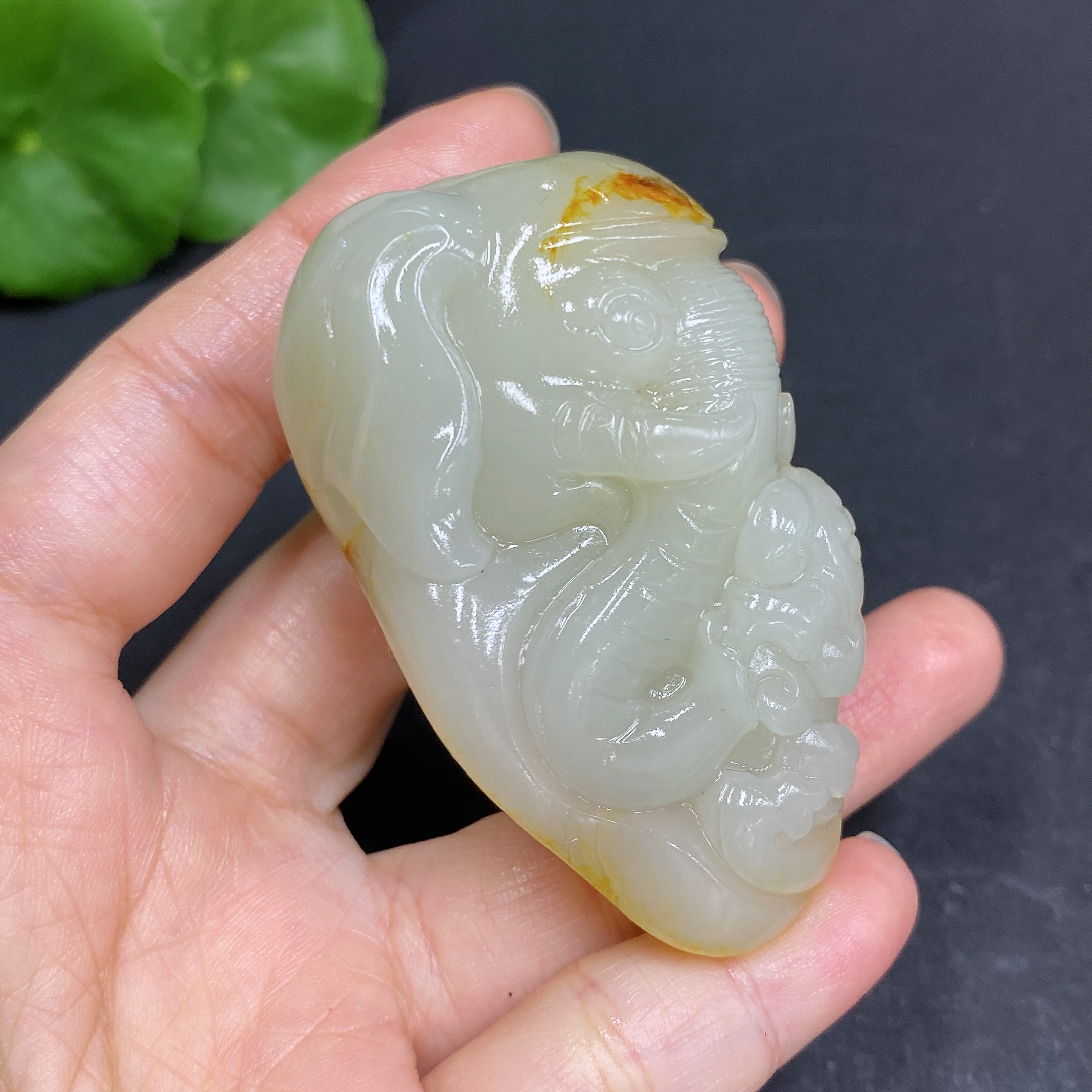 H34969436 Hetian Jade Pendant, Elephant, Total Weight Approx. 84.7g, Undetermined Skin Color Origin
