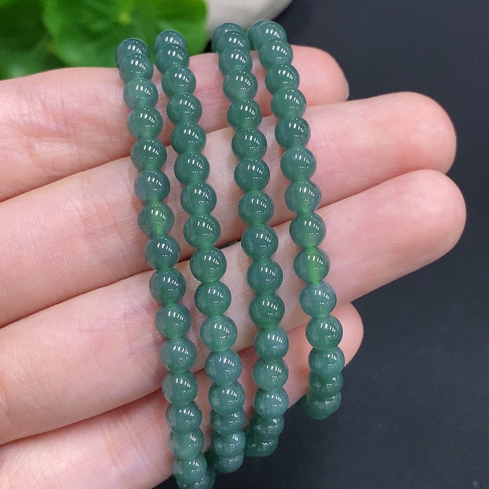 F30543513 Jadeite Bead Necklace, Non-Gold Setting, Approx. 4.7mm, Total Weight Approx. 26.8g