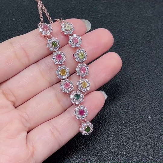 C34007916 Tourmaline Necklace Non-Gold Total Weight Approx.10.03g Size Approx.2.3mm